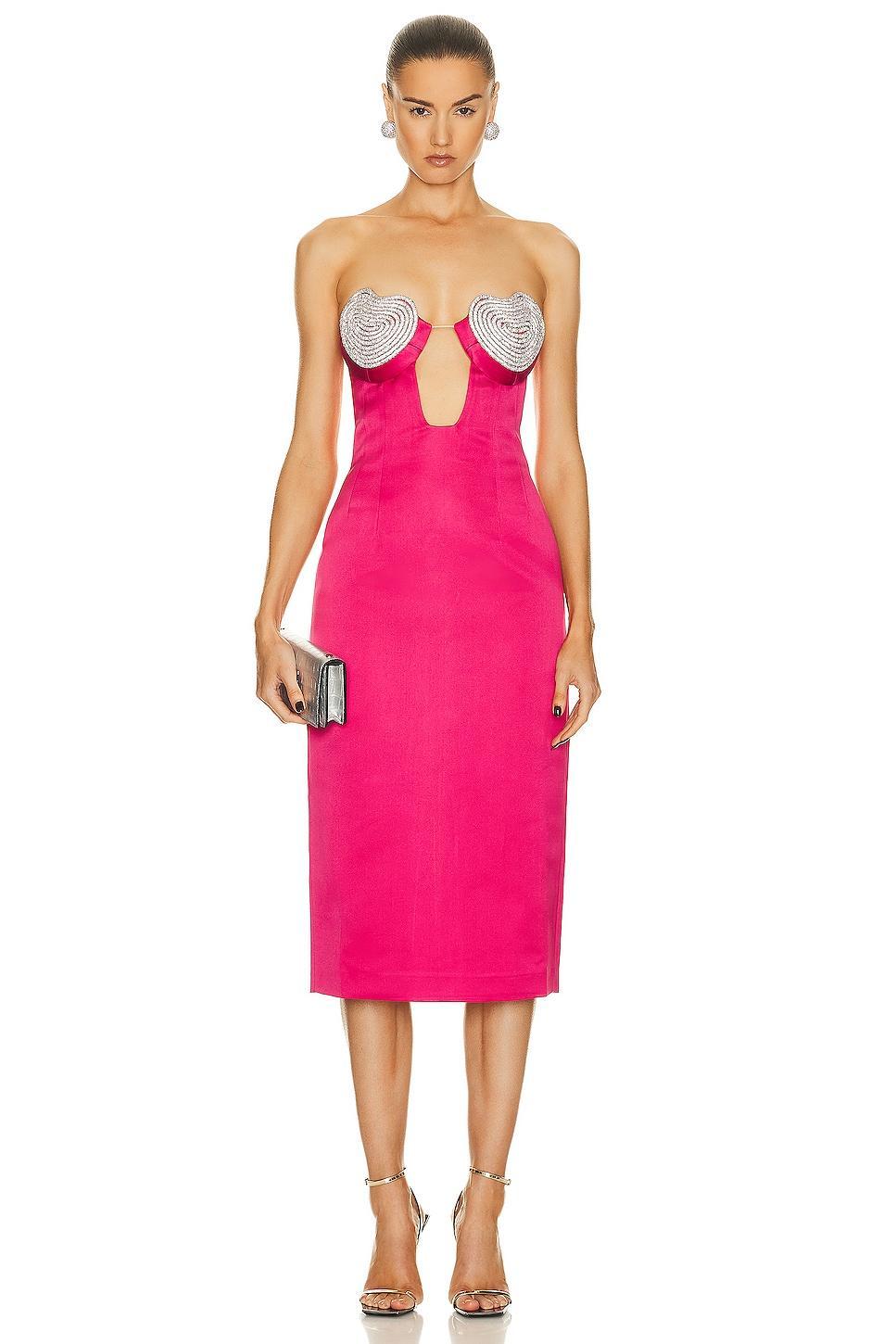 MARIANNA SENCHINA Mermaid Midi Corset Dress in Fuschia Product Image