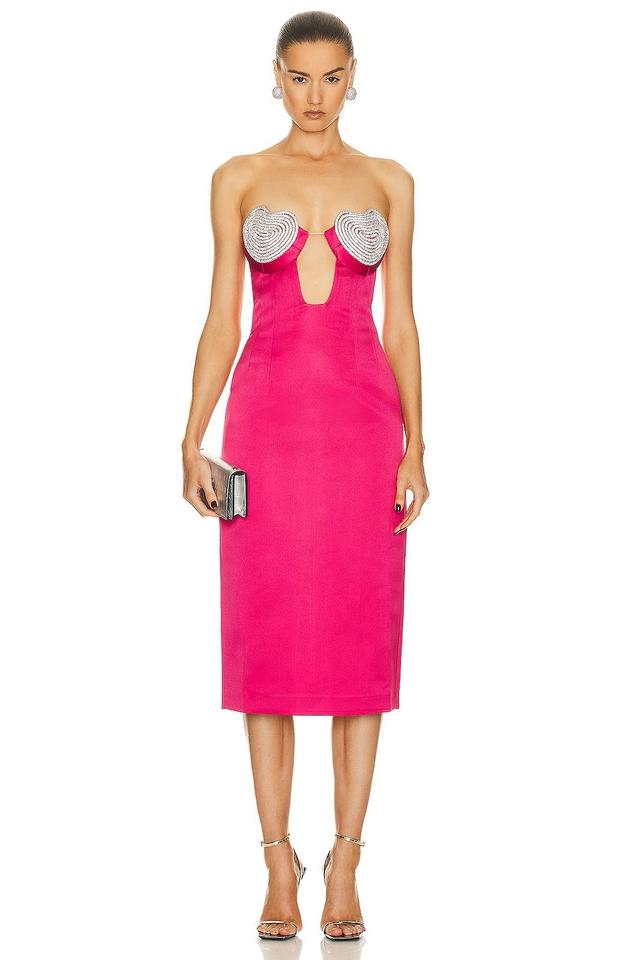 MARIANNA SENCHINA Mermaid Midi Corset Dress in Fuschia Product Image