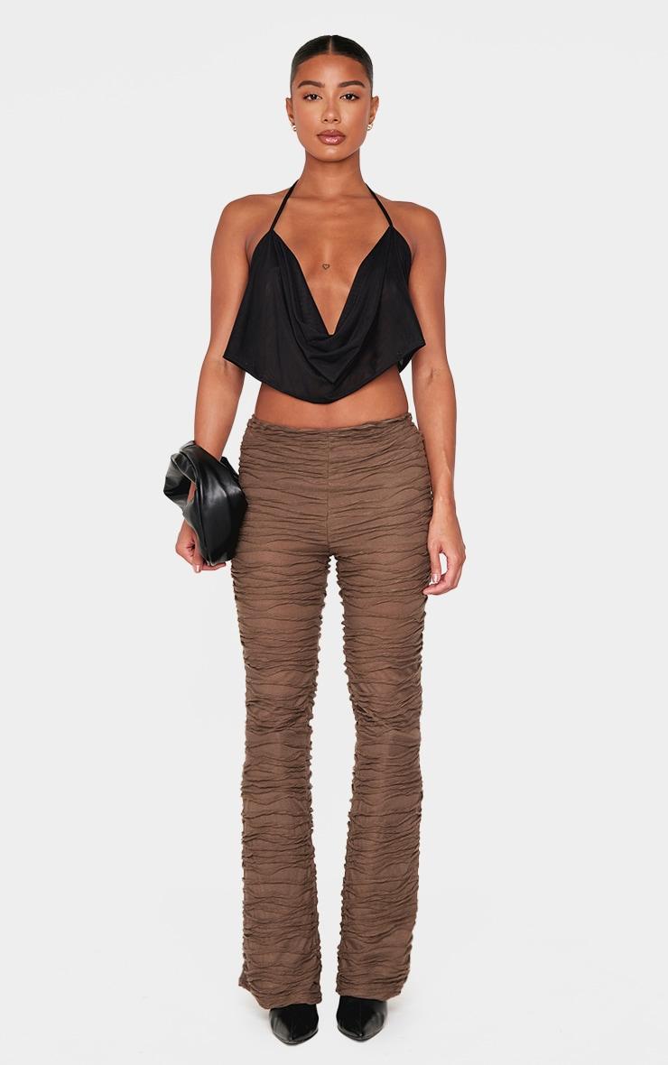 Chocolate Textured Jersey Straight Leg Pants product image