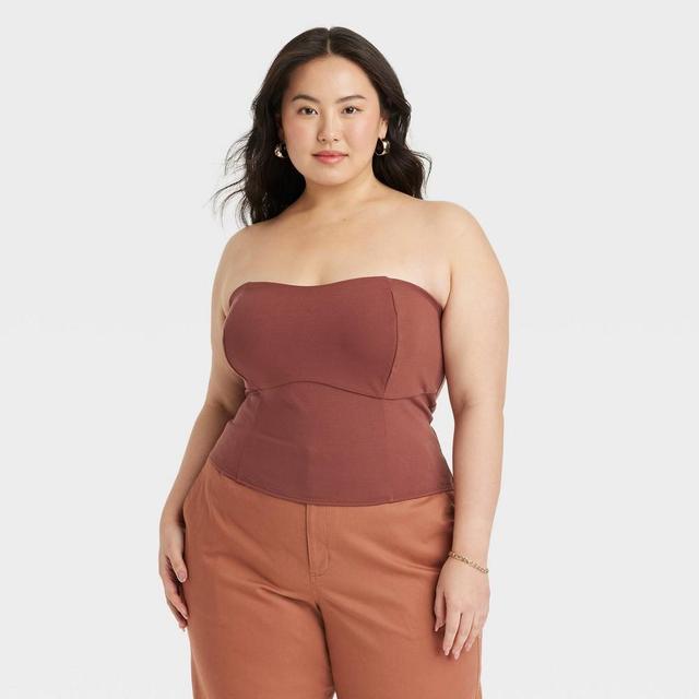 Womens Ponte Tube Top - A New Day Brown 3X Product Image