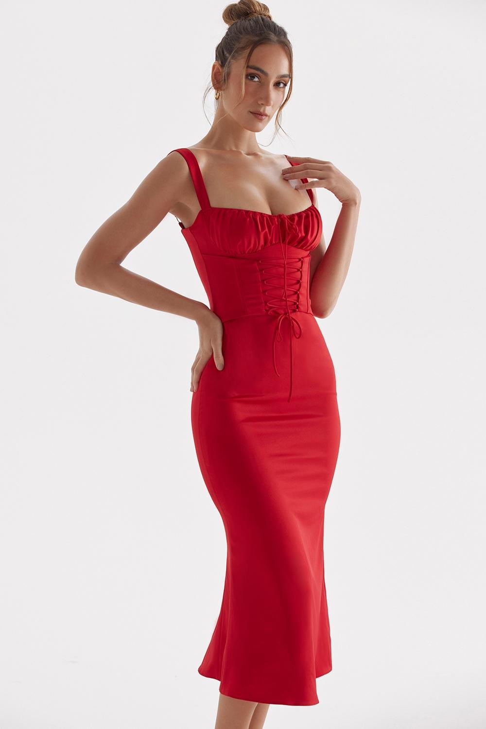 Valencia Red Rose Corset Dress Product Image