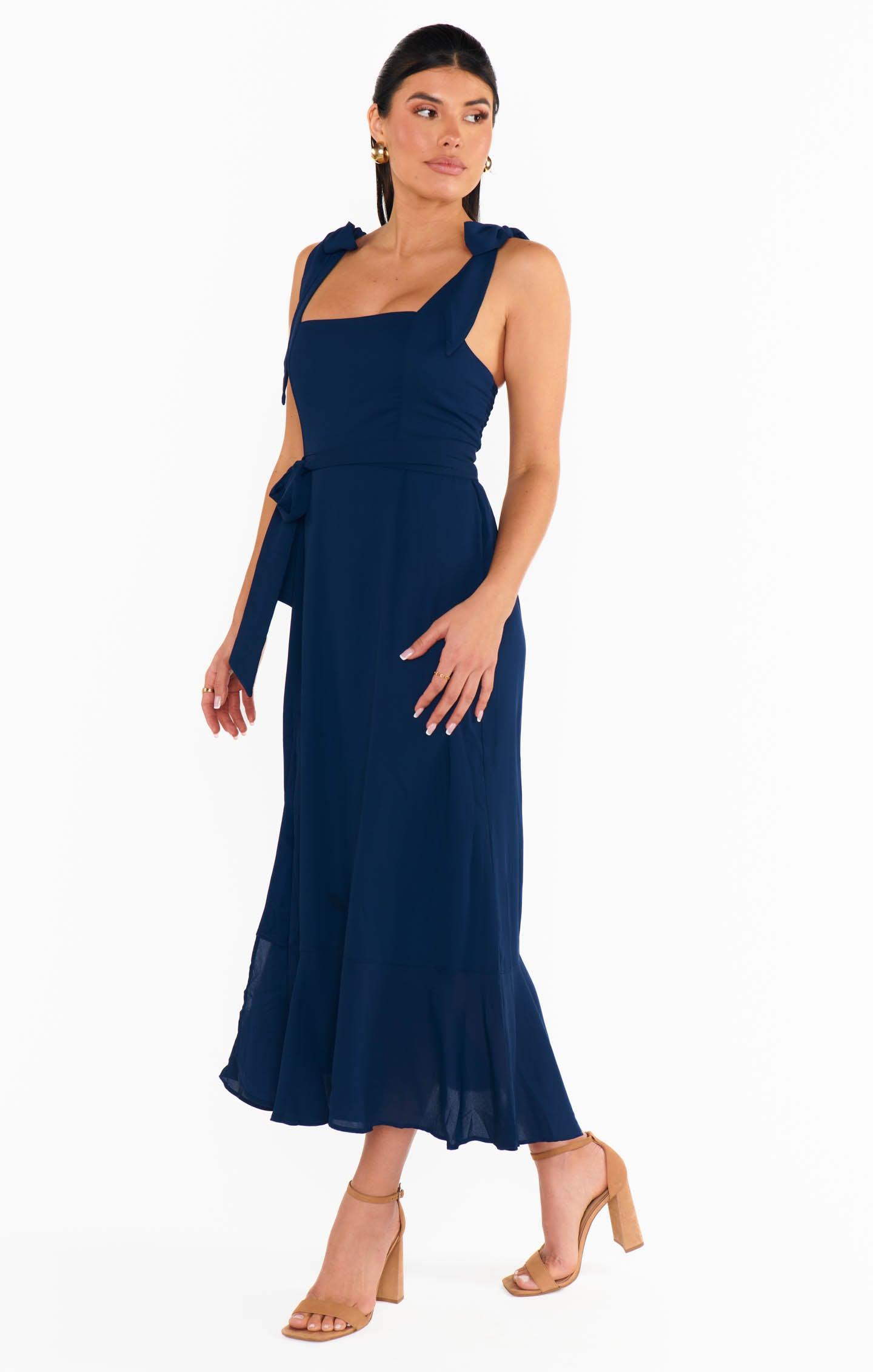 Claire Midi Dress ~ Rich Navy Crisp Product Image