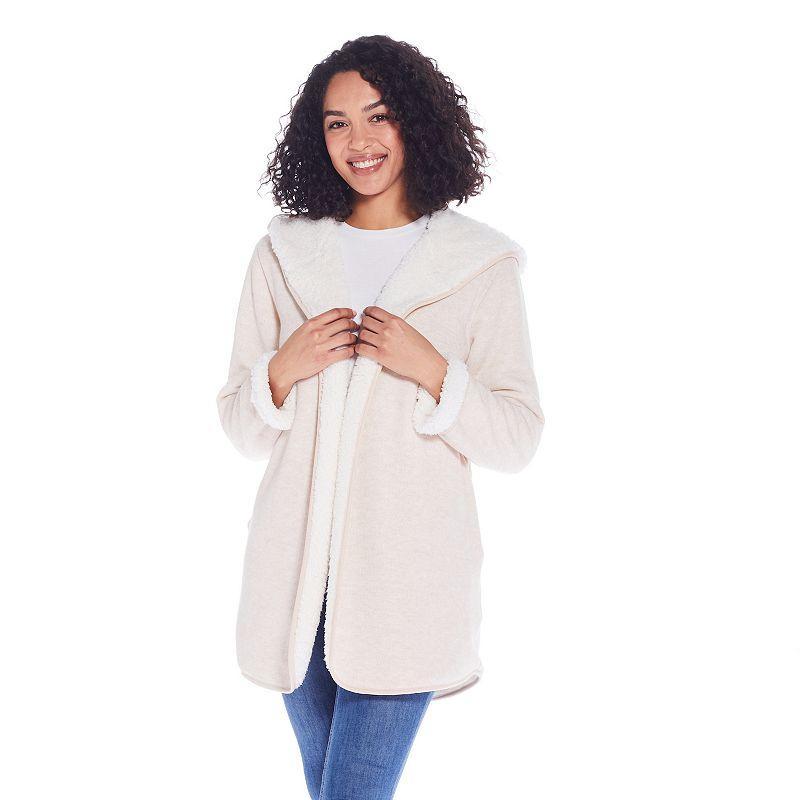 Womens Weathercast Open-Front Reversible Jacket Oatmeal Ivory Product Image