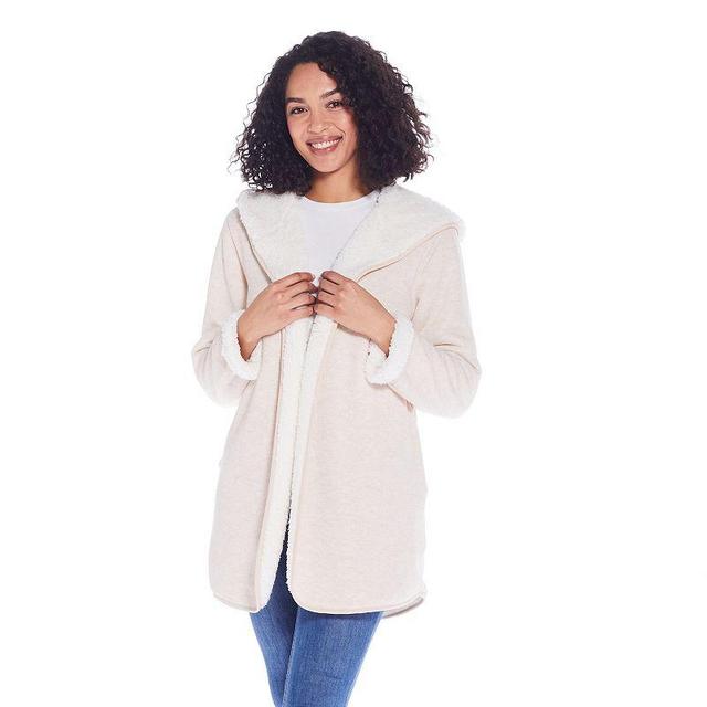 Womens Weathercast Open-Front Reversible Jacket Oatmeal Ivory Product Image