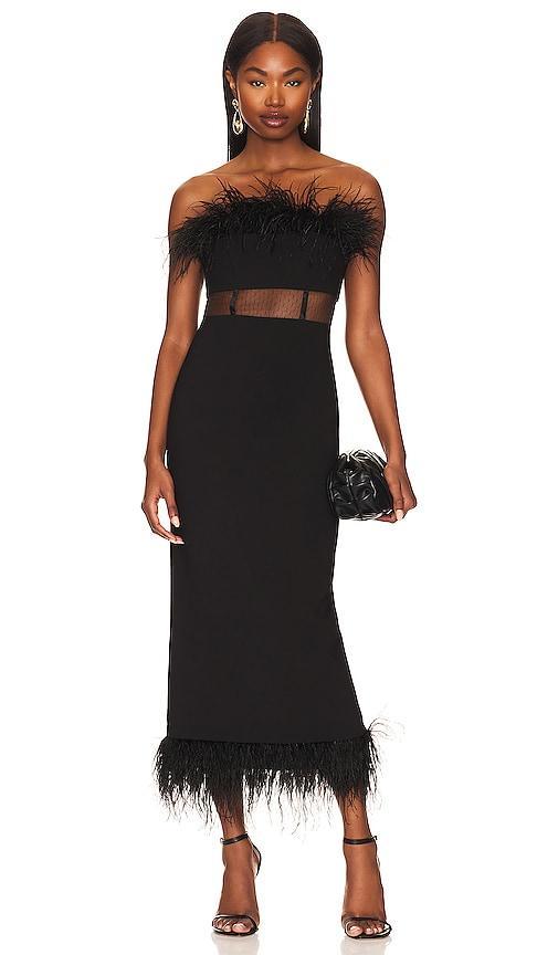 Womens Aubrey Feathered Midi-Dress Product Image