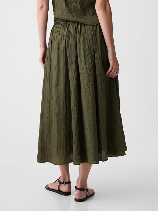 Textured Crinkle Pull-On Midi Skirt Product Image