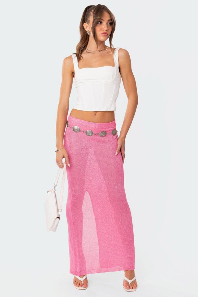 Micro Sequin Sheer Knit Maxi Skirt Product Image