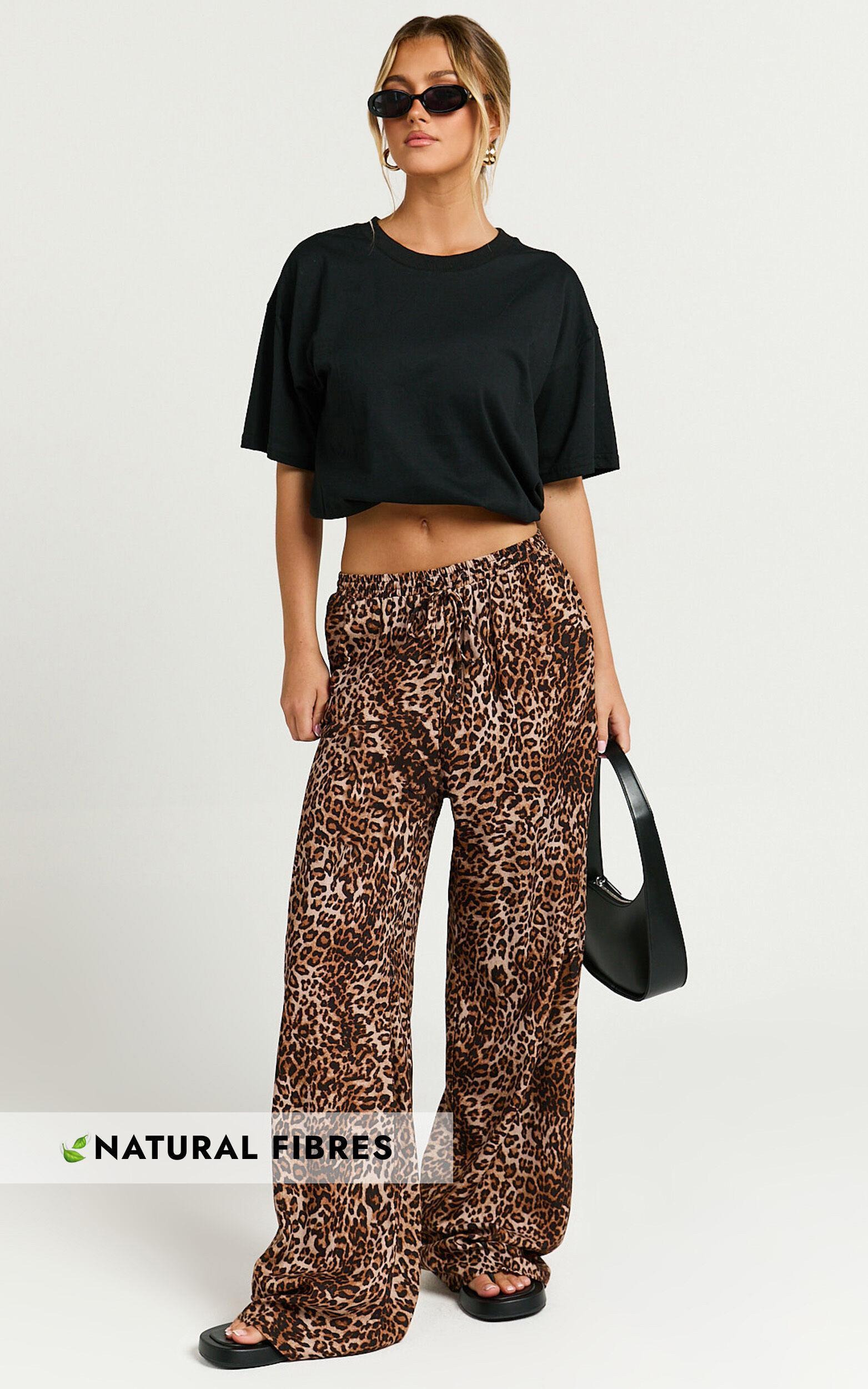 Lopez Pants - Elasticated Straight Leg Pants in Tonal Leopard Print Product Image