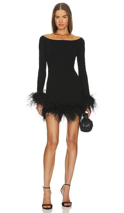 MILLY Rosette Feather Trim Mini Dress Size L. Product Image