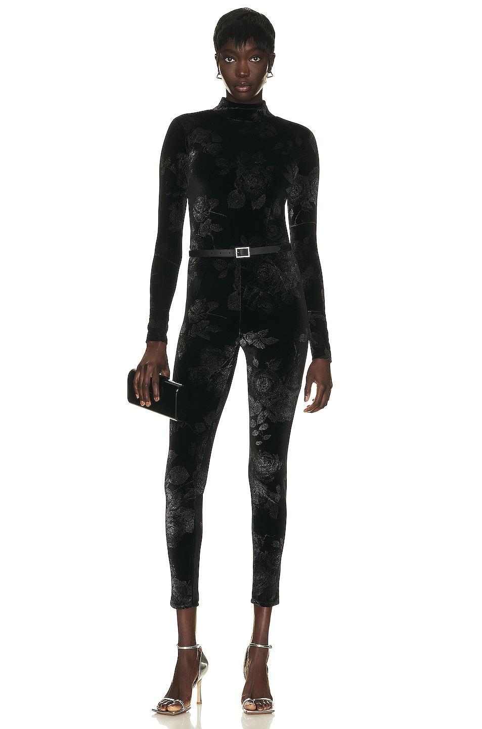 fleur du mal Rose Velvet Catsuit Black. (also in ). Product Image