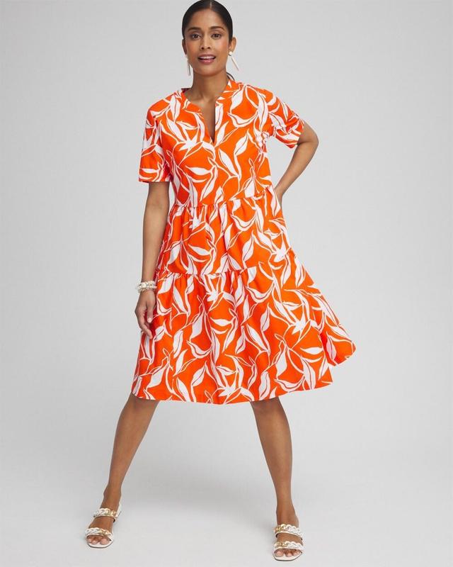 Poplin Leaf Print Dress Product Image