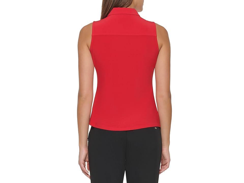 Tommy Hilfiger Sleeveless Point Collar Blouse (Scarlet) Women's Clothing Product Image