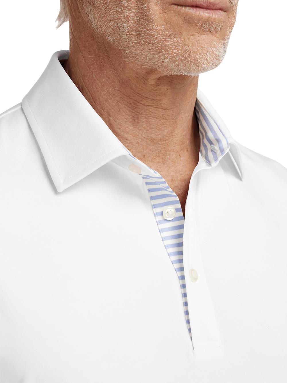 Performance Blend Three Button Polo - White Product Image