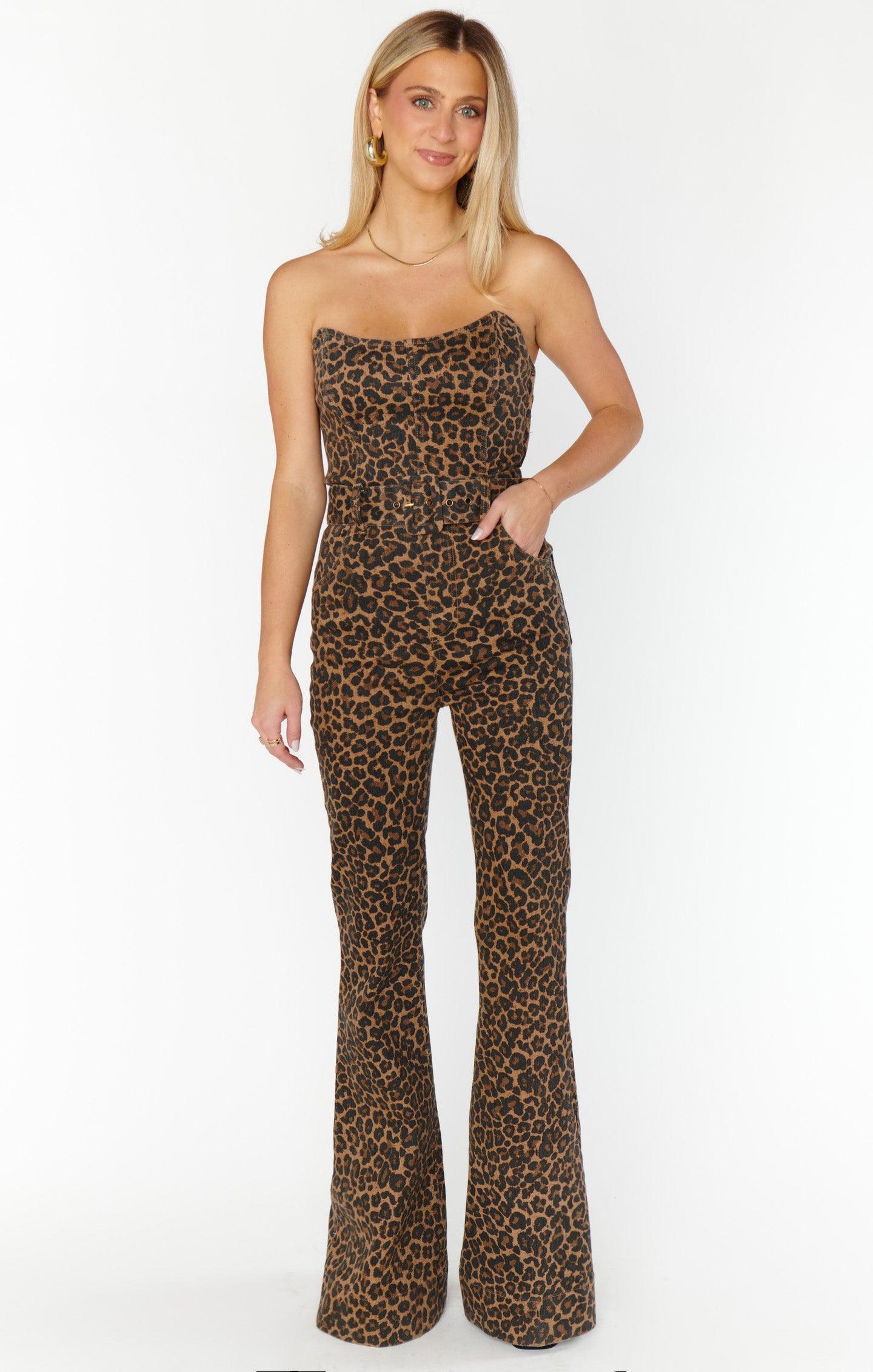 Santa Fe Jumpsuit ~ Leopard Latte Denim Product Image