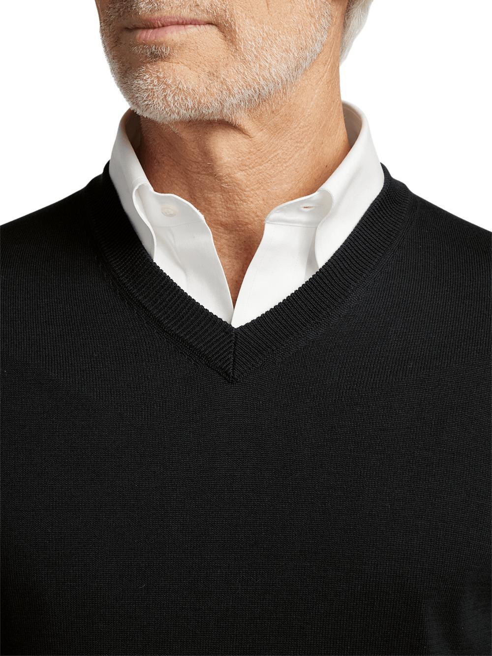 Supima Cotton V-neck Sweater - Black Product Image