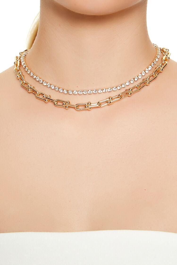 Rhinestone & Anchor Chain Necklace | Forever 21 Product Image