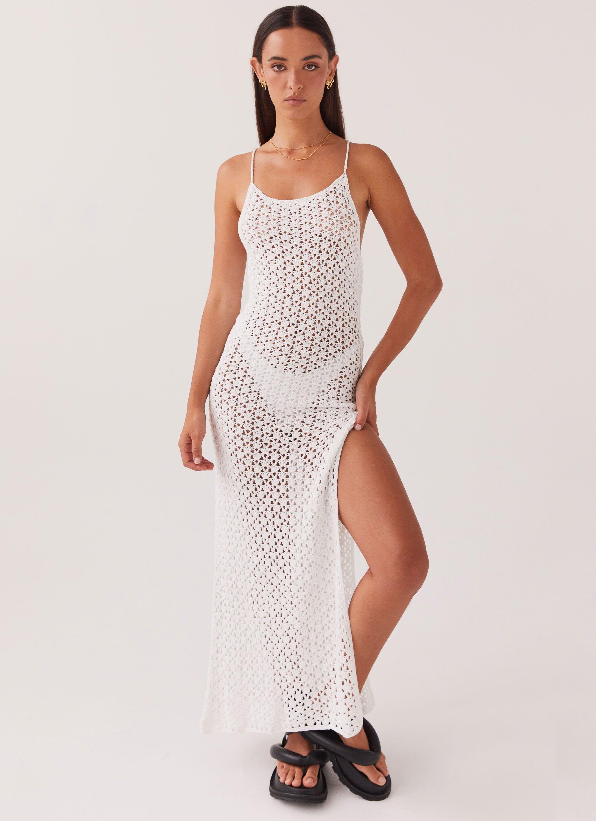 Shellie Crochet Maxi Dress - White Product Image