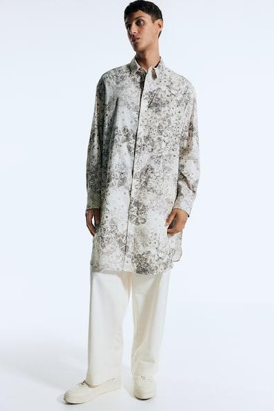 Floral-Print Cotton Shirt Kaftan Product Image