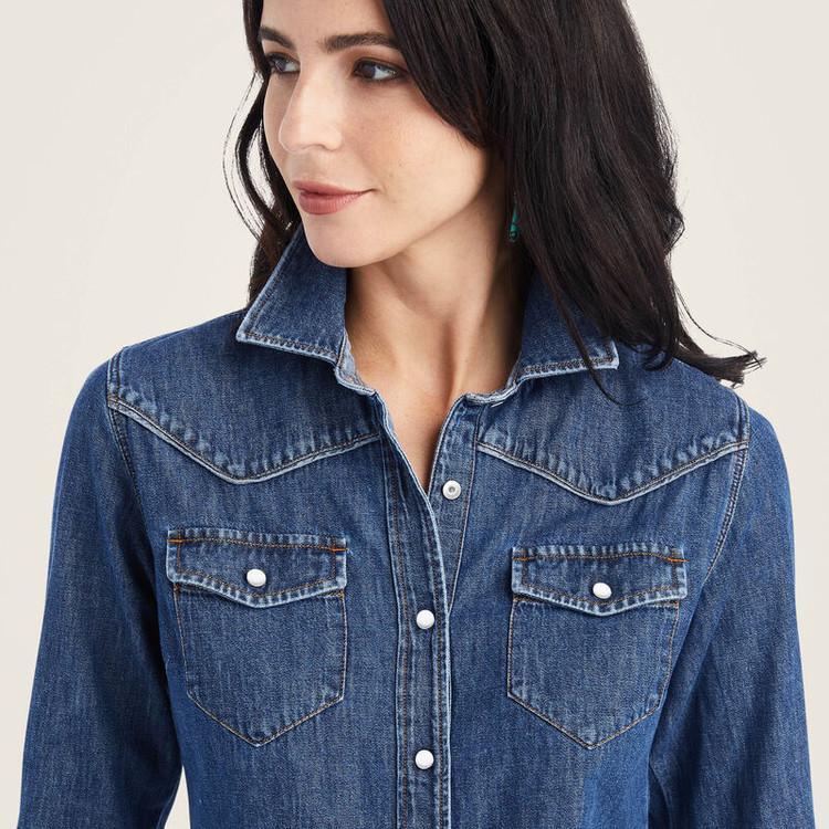 Ariat Farriday Denim Shirt (Bluelight 2) Women's Long Sleeve Button Up Product Image