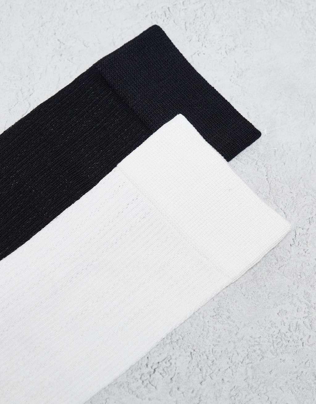 Cotton On pointelle knee socks 2 pack in white black Product Image