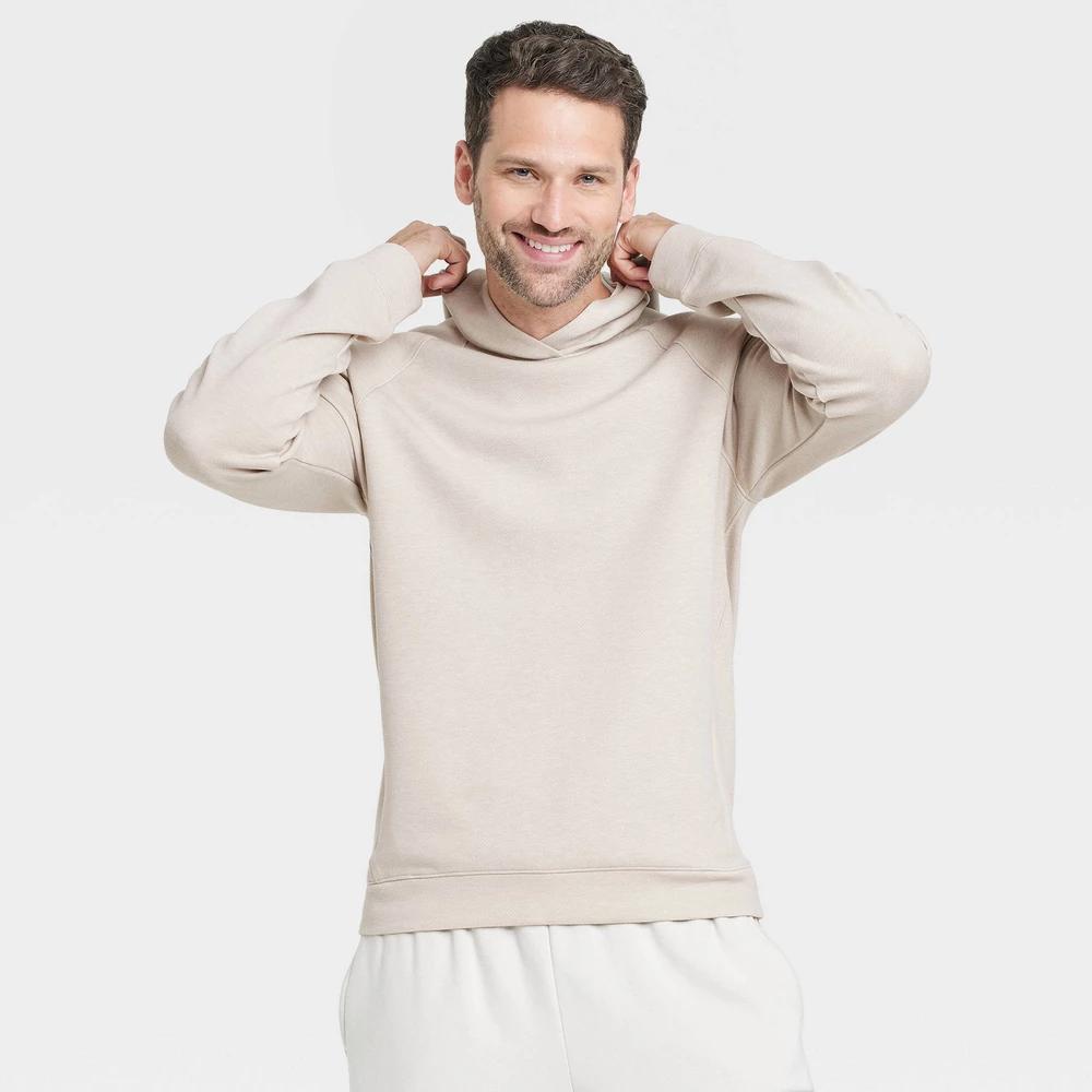 Mens Mesh Spacer Fleece Hoodie - All In Motion Beige XXL Product Image