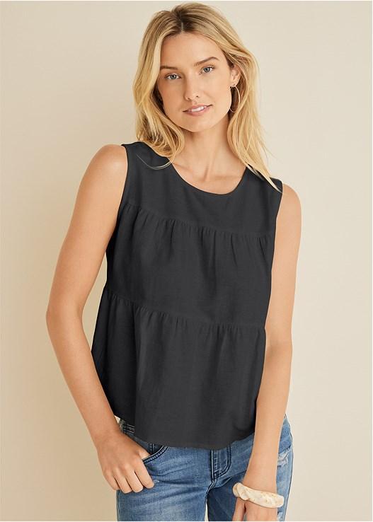 Linen Tiered Tank Top Product Image