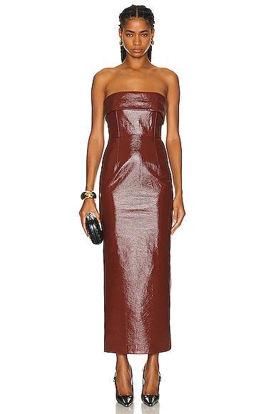 The New Arrivals by Ilkyaz Ozel Rhea Dress in Burgundy Product Image