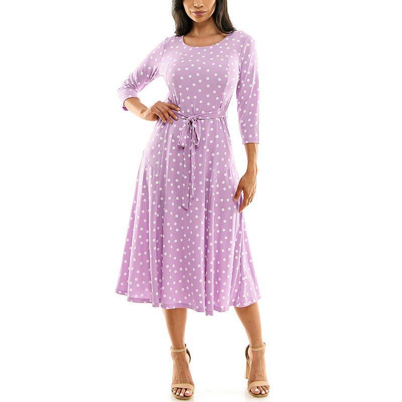 Womens Nina Leonard Print Midi Dress Purple Product Image