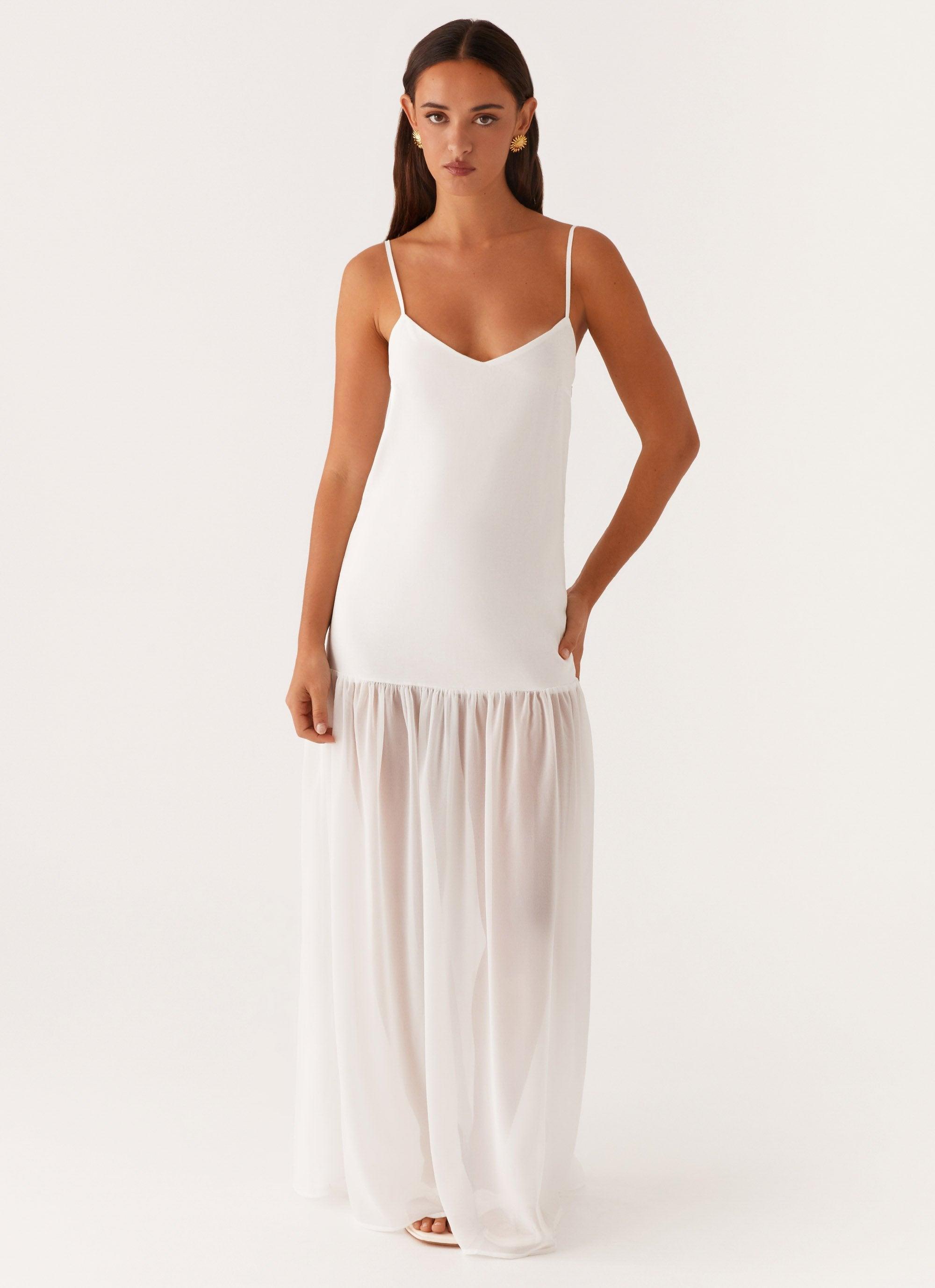 Heavenly Linen Maxi Dress - White Product Image