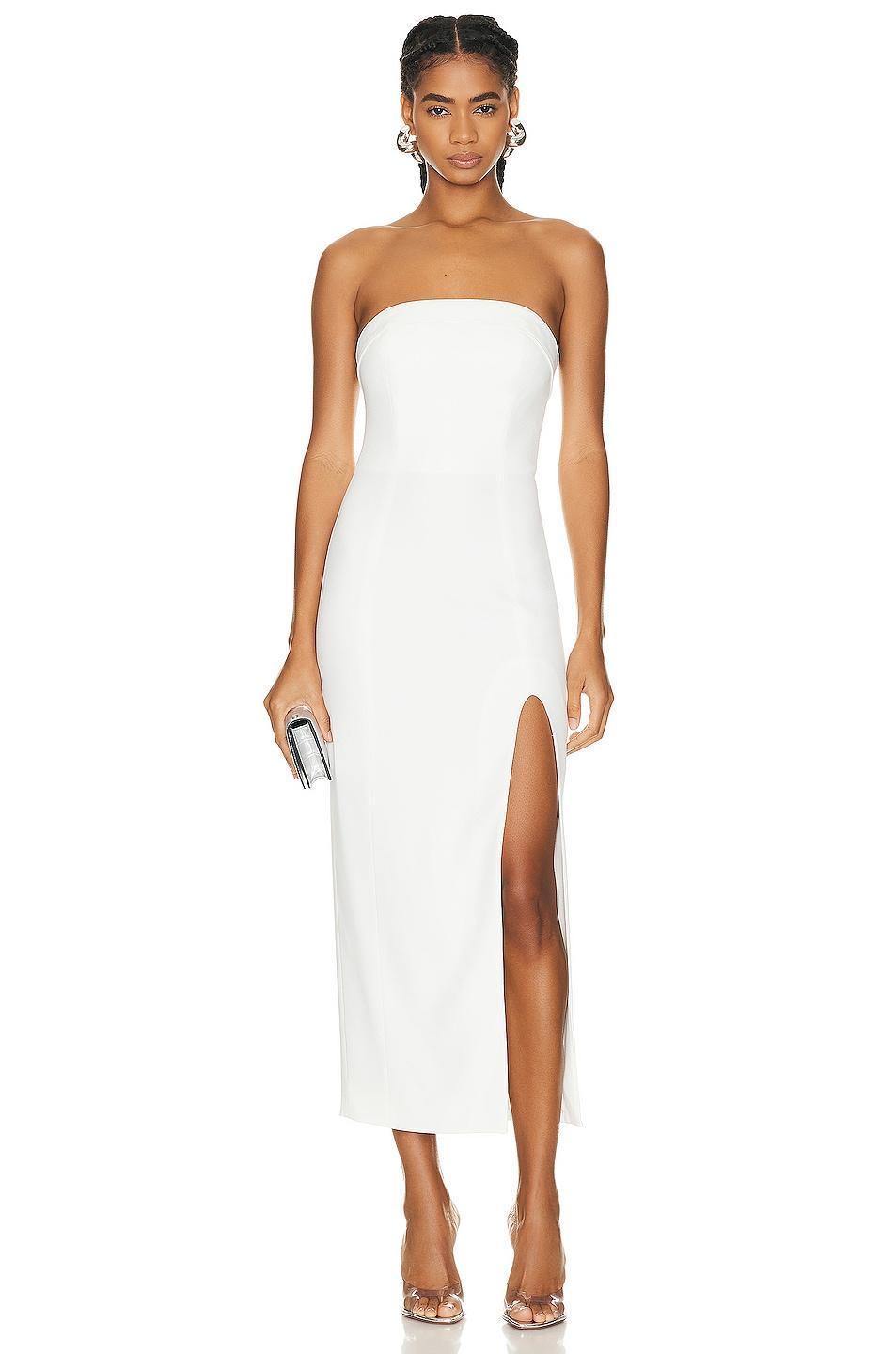 NICHOLAS Adiba Strapless Round Edge Midi Dress Cream. (also in 6). Product Image