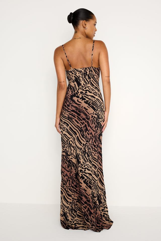 CHIFFON MAXI SLIP DRESS | WARPED LEOPARD004 Product Image