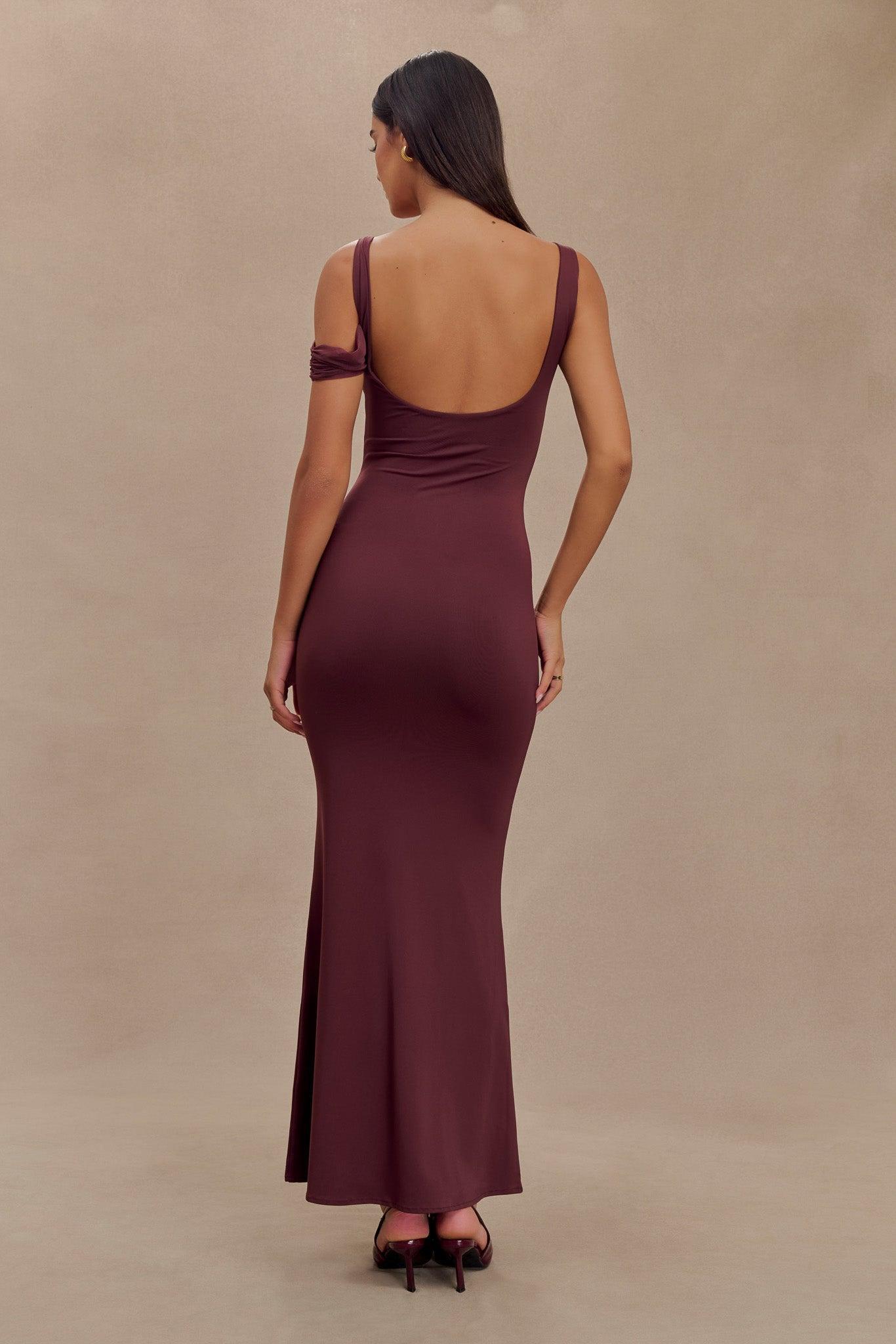 Janette Recycled Nylon And Mesh Sleeveless Maxi Dress - Mahogany Product Image