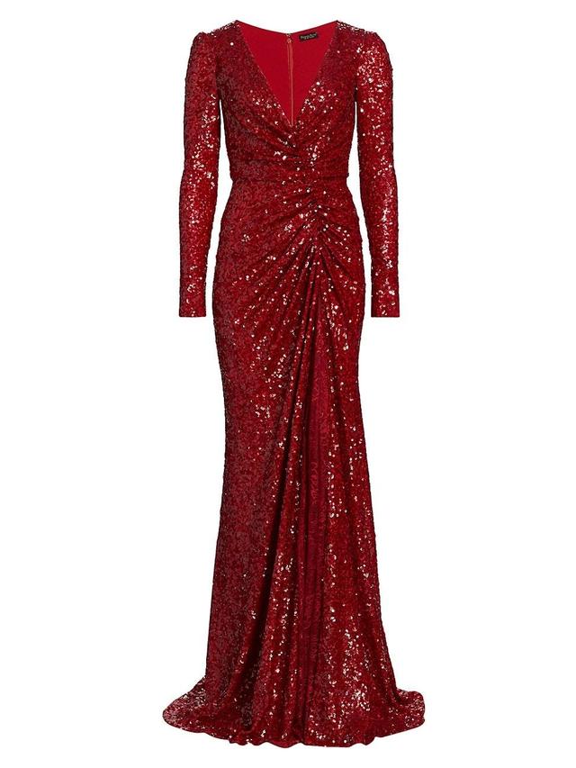 Womens Sequined V-Neck Gown Product Image