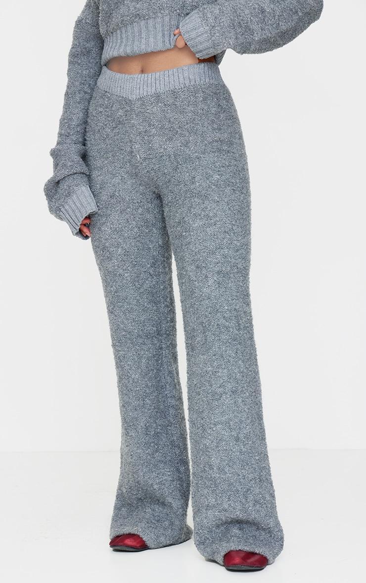 Charcoal Contrast Textured Knit Pants Product Image