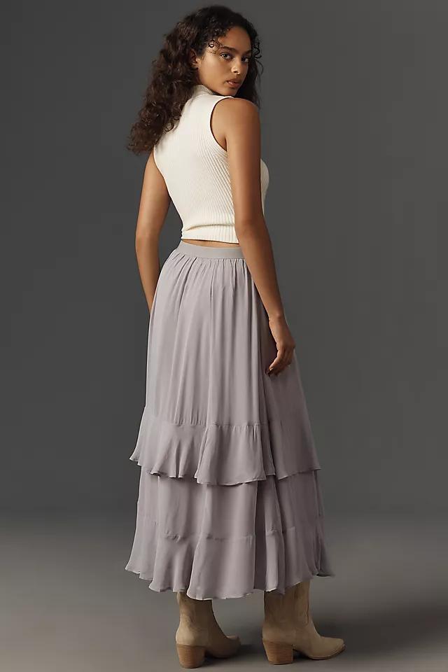 By Anthropologie Chiffon Ruffle Midi Skirt Product Image