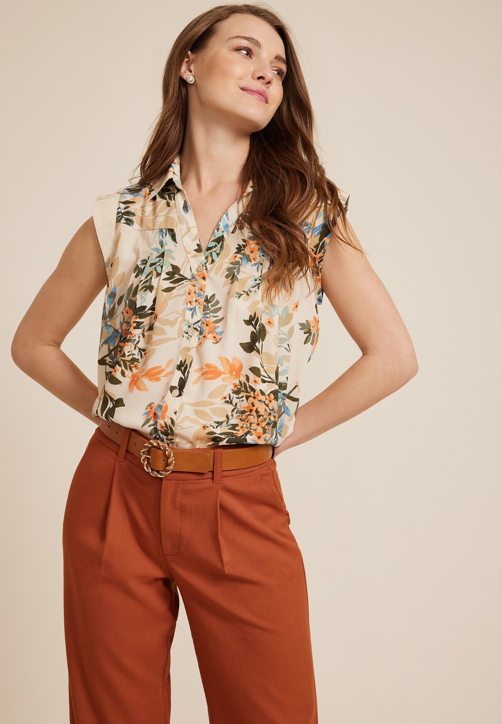 Floral Button Down Blouse Product Image