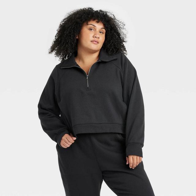 Womens Fleece Half Zip Pullover - All In Motion Black 4X Product Image