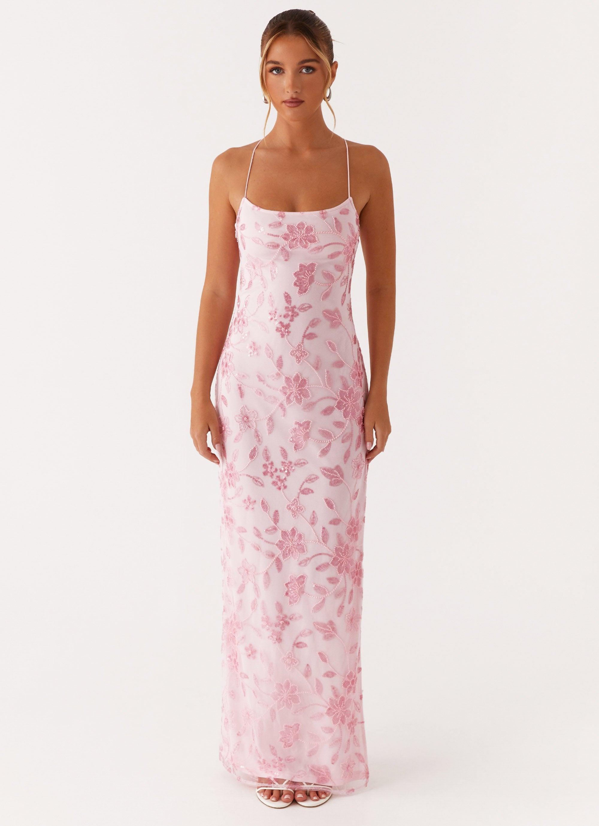 Bright Lights Beaded Maxi Dress - Pink Product Image