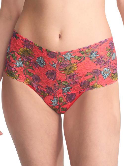 Floral-Print Lace Thong Product Image