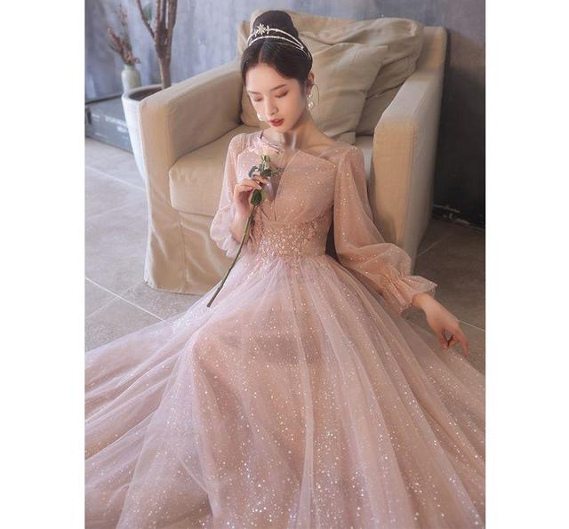 Bell-Sleeve Embellished A-Line Evening Gown Product Image