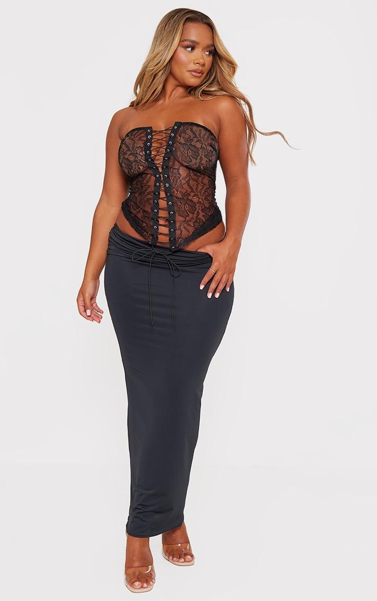 Shape Black Sheer Lace Tie Front Bandeau Top Product Image