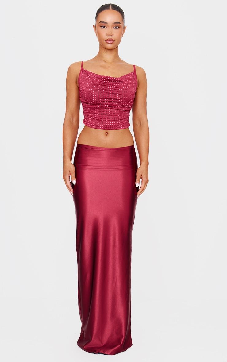 Burgundy Hot Fix Cowl Neck Cami Top Product Image