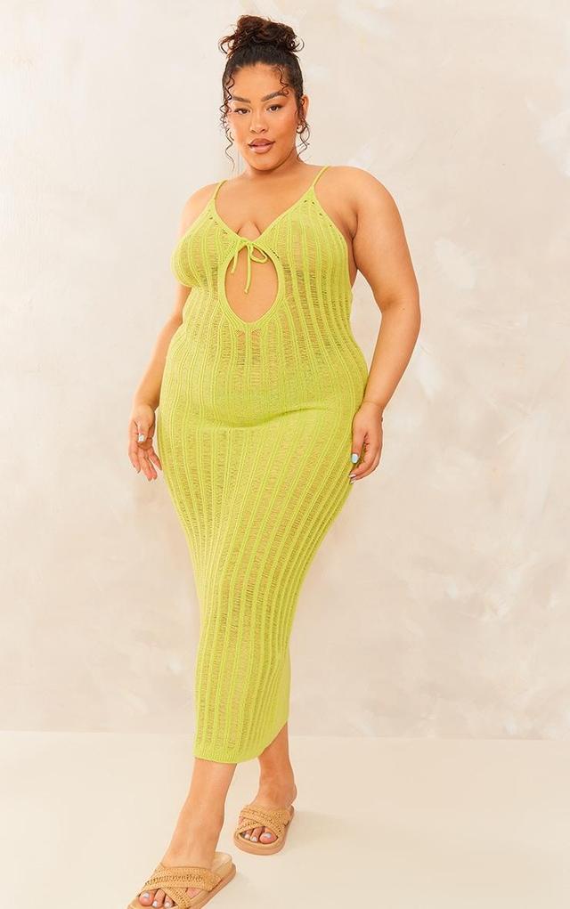 Plus Green Knitted Cut Out Maxi Dress Product Image