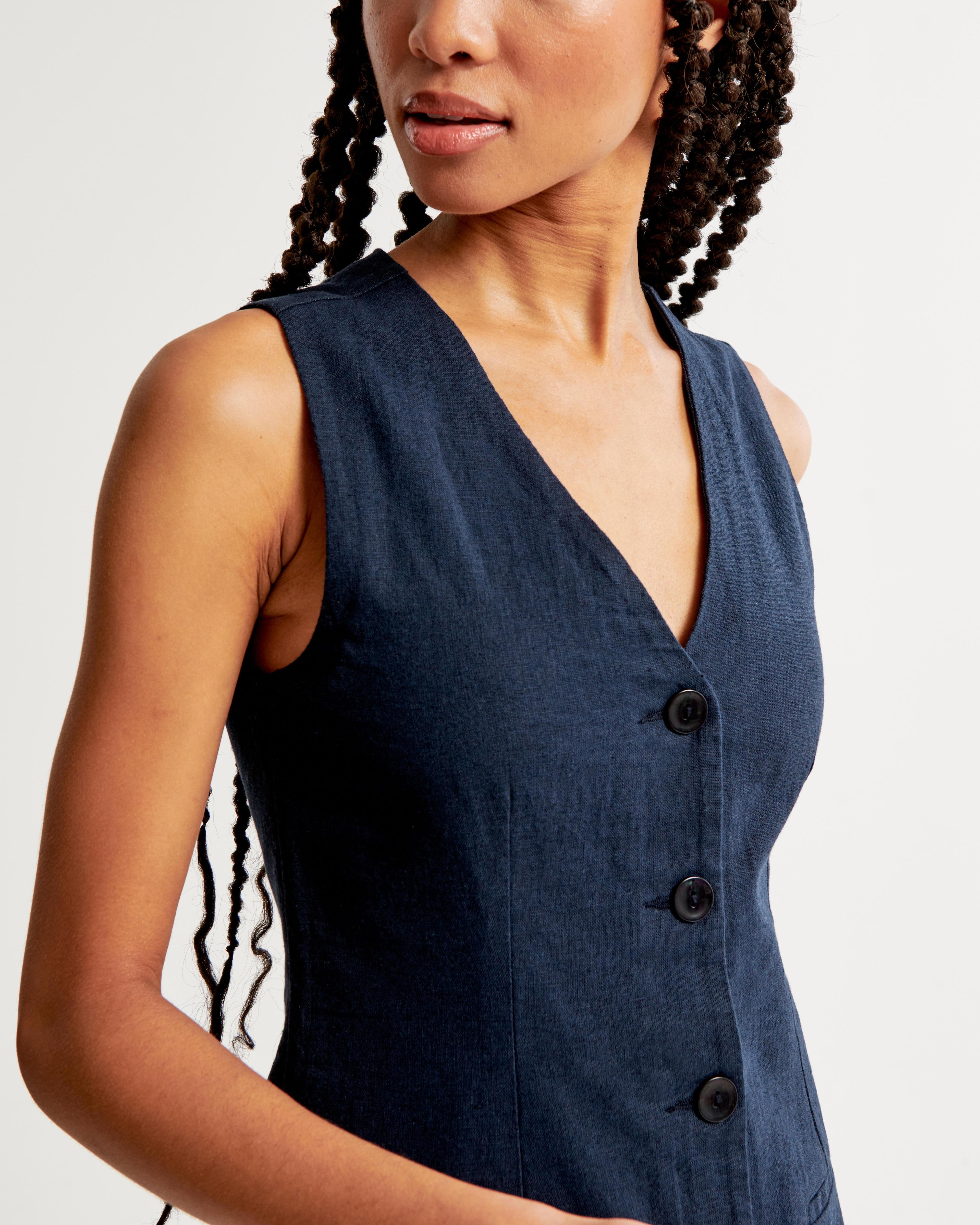 The A&F Mara Linen-Blend Vest Mini Dress Product Image