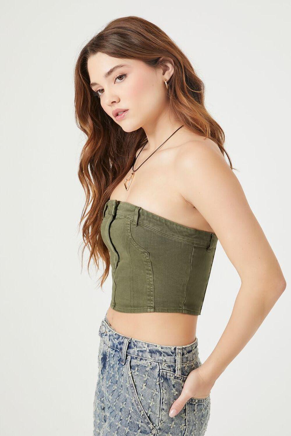 Cropped Twill Tube Top | Forever 21 Product Image