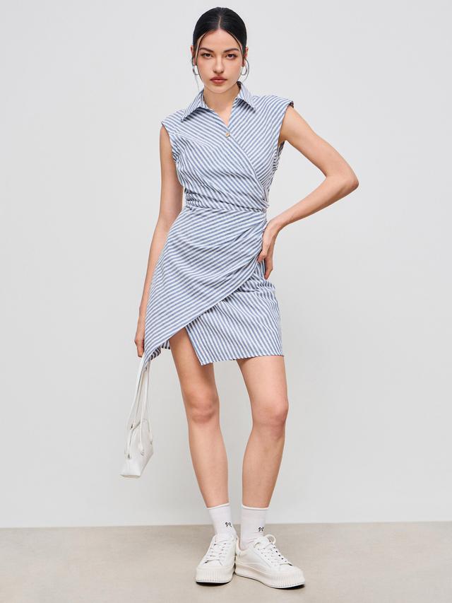 Cotton-blend Polo Striped Wrap Mini Dress Product Image