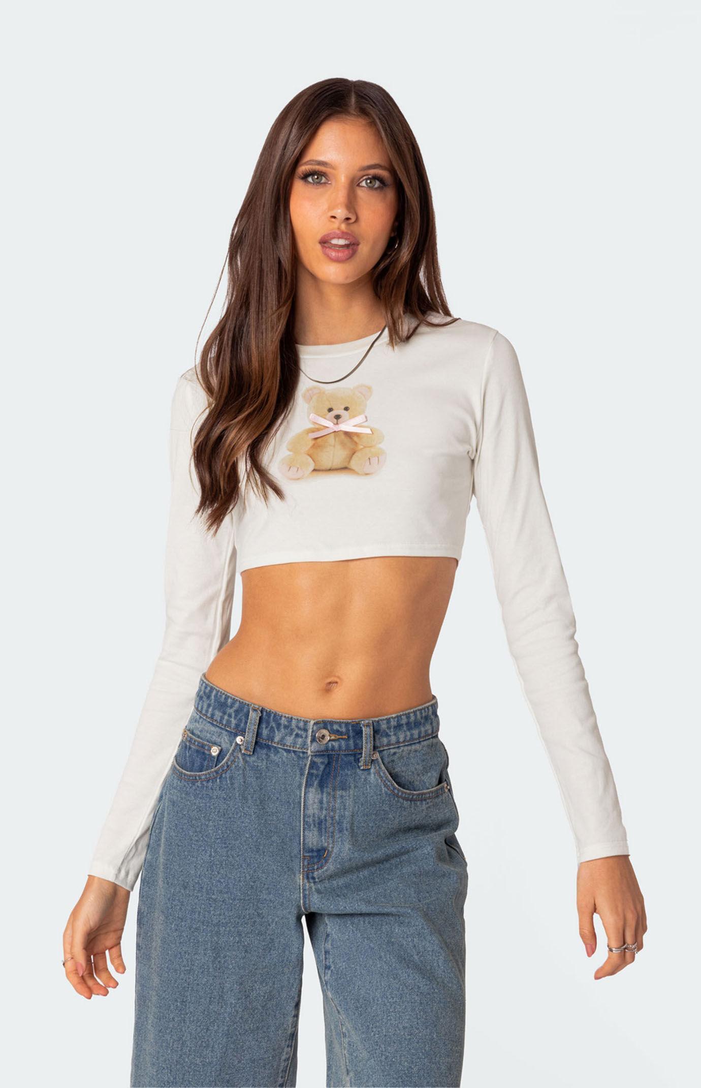 Edikted Women's Ted Cropped Long Sleeve T-Shirt Product Image