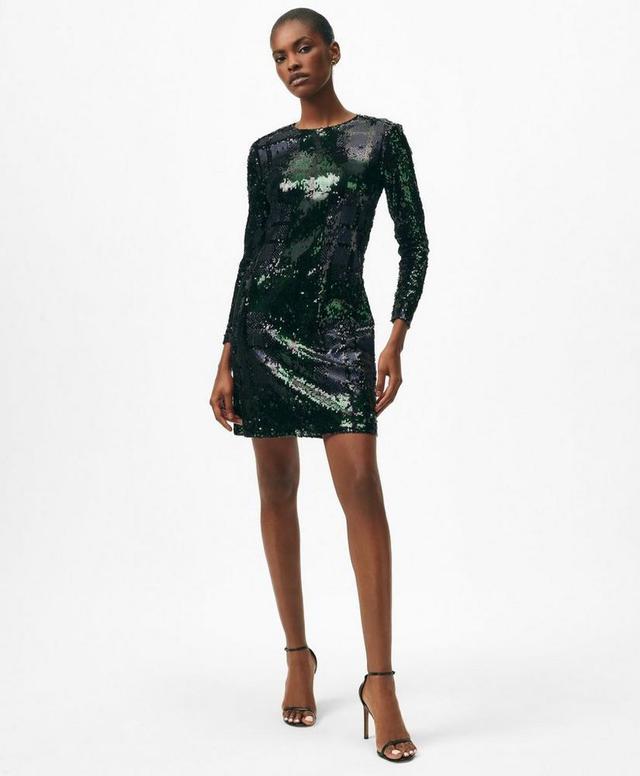 Relaxed Shift Dress in Sequined Black Watch Motif Product Image