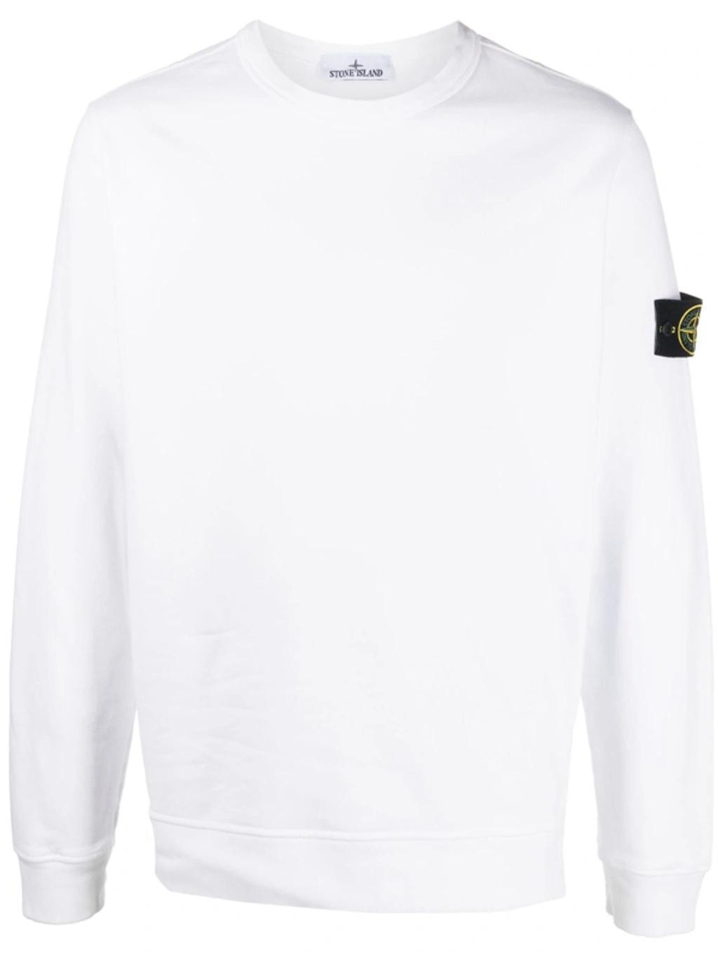 STONE ISLAND Logo-patch Wool-blend Sweater In White Product Image