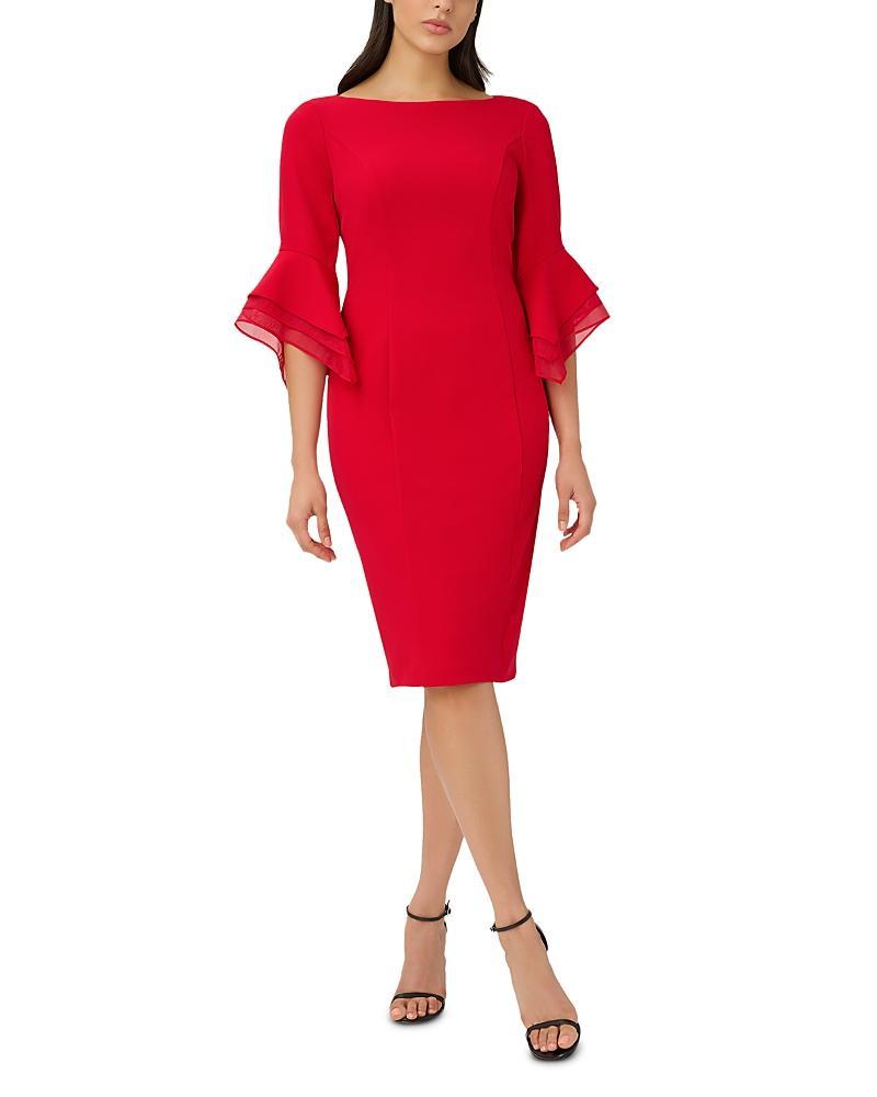 Adrianna Papell Tiered Sleeve Crepe Dress Product Image